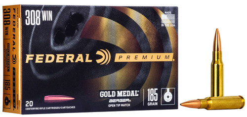 Federal GM308BH185 Premium Gold Medal 308Win 185gr Berger Jugernaught Open Tip Match 20 Per Box/10 Case TSW|32063