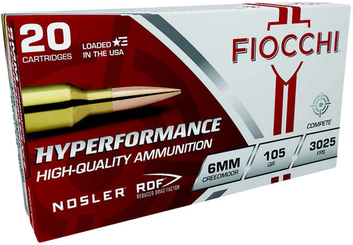 Fiocchi 6CMRD Hyperformance Match 6mmCreedmoor 105gr Nosler Reduced Drag Factor 20 Per Box/10 Case TSW|171652