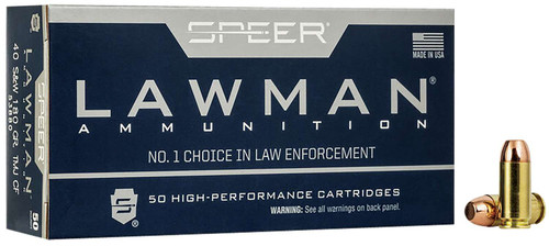 Speer 53880 Lawman Training Clean-Fire 40S&W 180gr Total Metal Jacket Round Nose 50 Per Box/20 Case TSW|26913