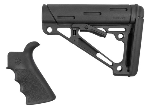 Hogue 15056 OverMolded Combo Kit Collapsible Black OverMolded Rubber Black Synthetic & Black Rubber Grip for AR15, M16 with Mil-Spec Tube (Tube Not Included) TSW|7067