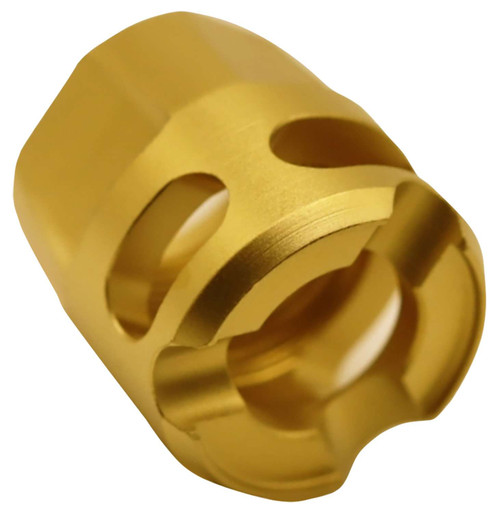 True Precision Inc TPYMICROG Micro Compensator Y-Type Gold 416R Stainless Steel 1/2"x28 Threads 9mm/380 ACP TSW|163528