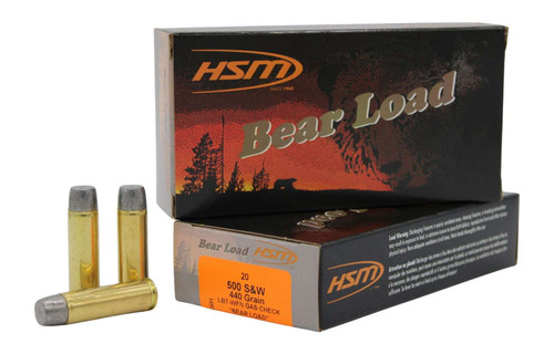 HSM 500SW6N Bear Load 500 S&W Mag 440 gr Wide Flat Nose 20 Per Box/ 25 Case TSW|89764