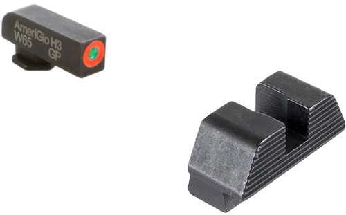 AmeriGlo GL433 Protector Sight Set for Glock Green Tritium Orange Outline Front Sight-Black Serrated Rear Sight TSW|2130