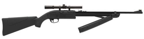 Crosman CLGY1000KT Legacy 1000 Air Rifle Pump 177 Black Rifled Steel Barrel, Black Receiver, Black Fixed All Weather Stock, Crossbolt Safety, Includes 4x15mm Scope TSW|36655