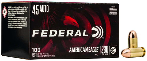 Federal AE45A100 American Eagle Handgun 45ACP 230gr Full Metal Jacket 100 Per Box/5 Case TSW|76675
