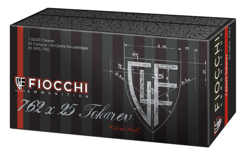 Fiocchi 762TOK Heritage 7.62x25mmTokarev 88gr Full Metal Jacket 50 Per Box/20 Case TSW|34165