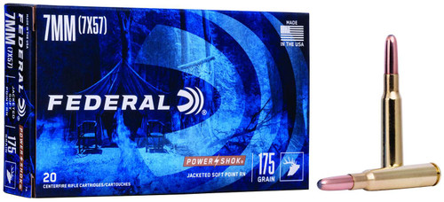 Federal 7A Power-Shok 7mmMauser 175gr Jacketed Soft Point 20 Per Box/10 Case TSW|65738