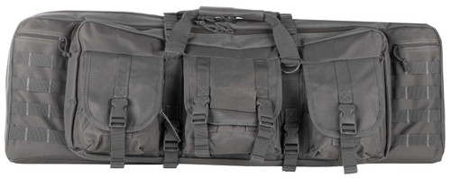 NcStar CVDC2946U36 VISM Double Carbine Case Urban Gray PVC Nylon w/ Foam Padding Lockable Zippers Pockets & MOLLE Webbing TSW|109693