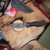 SPYDERCO MORAN UPSWEPT GREY DAMASTEEL W/ LEATHER SHEATH PLAINEDGE