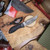 SPYDERCO MORAN UPSWEPT GREY DAMASTEEL W/ LEATHER SHEATH PLAINEDGE