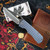 MCNEES KNIVES 3.75 DIXON FRAG BLU-A SATIN BLUE HARDWARE SATIN STONEWASH BLADE SIMS1T2356