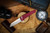 Protech Knives Malibu Red Textured Handle, Gold Lip Pearl Button, Satin Magnacut 5405 LTD-Red