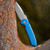 ProTech Rockeye Auto - Solid blue Handle, Stonewash Magnacut Blade, blasted hardware, blasted clip, Plain Edge. LG3101-Blue