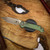 MICROTECH LUDT TANTO EDGE MARFIONE SELECT BRONZED STONWASH FINISH ANTIQUE GREEN ANODIZED FRAG PATTERN TITANIUM W/ BRONZE TITANIUM ACCENT BRONZED DOUBLE VAPOR BLAST STAINLESS 1136-13FRMS1