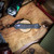 Heretic Knives Hydra V4 Tanto DLC Full Carbon Fiber Chassis Hand Flamed Titanium Button Cover, Charge Plate And Pocket Clip. H406-6A-CF-BLUTI