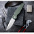 Protech Tactical Response 3 Automatic Folder - Green aluminum handle with grooves, Stonewash 154-CM blade, mosaic pin button, satin hardware, polished clip
