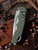 ProTech Tactical Response 5 - green handle feather texture, stonewash S35 blade, mosaic pin button, satin hardware, Plain Edge, satin deep carry clip