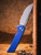 PROTECH MORDAX BSTX SOLID NAVY ALUMINUM HANDLE, SMOKY GREY DLC CPM-20CV BLADE, WHITE PEARL BUTTON, BLASTED HARDWARE,