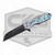 HERETIC KNIVES CUSTOM JINN MANUAL BLUED VEGAS FORGE HERRINGBONE DAMASCUS WITH TITANIUM CHASSIS AND ABALONE INLAYS SN 10 BSTX26009