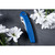 Protech Knives Peace Neighbor Avalon knurled blue aluminum handle, machine satin Magnacut blade, white pearl button, satin thumb studs and hardware, polished long deep carry clip PN1100-LTD Blue