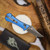 AUXILIARY MANUFACTURING POCKET BOWIE CROSSBAR FOLDER BLUE ALUMINUM AUX009BLU