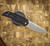 PROTECH KNIVES MORDAX, BLACK HANDLE, CASTED WHITE BRASS "USA 250TH" DESIGN, STONEWASH MAGNACUT BLADE, WHITE PEARL BUTTON, SERIALIZED OF 100