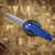 PROTECH KNIVES TR-3 AUTO, BLUE HANDLE, FISH SCALE, ACID WASH 154 CM, WHITE PEARL BUTTON, SERIALIZED OF 115 BSA26.TR3.1