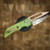 HERETIC KNIVES KOSCHEI BRONZED CRACKED ICE ANTIQUE GREEN TITANIUM SCALES BRONZE HARDWARE BSATL26-002