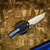 Chaves Knives Liberation Street SW PVD Linerlock Blue Ti Blue Label Aluminum Knurled SW Tanto CK-2B2-2B9A-2D1-BLUE