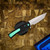 Chaves Knives Liberation Street SW PVD Linerlock Green Ti Blue Label Aluminum Knurled SW Tanto CK-2B2-2B9A-2D1-GR