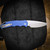 Protech Knives Tactical Response 4 Saber Grind Auto Folder with Steel Secondary Safety & Glass Breaker - Blue Feather Texture Handle, Stonewash MagnaMax Steel Blade, Deep Carry Clip