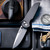 Protech Knives TR-3 INTEGRITY Manual Folding Knife - Relic Textured Black Handle, Stonewash Magnacut Blade, Double Thumbstuds & Deep Carry Clip INT1105