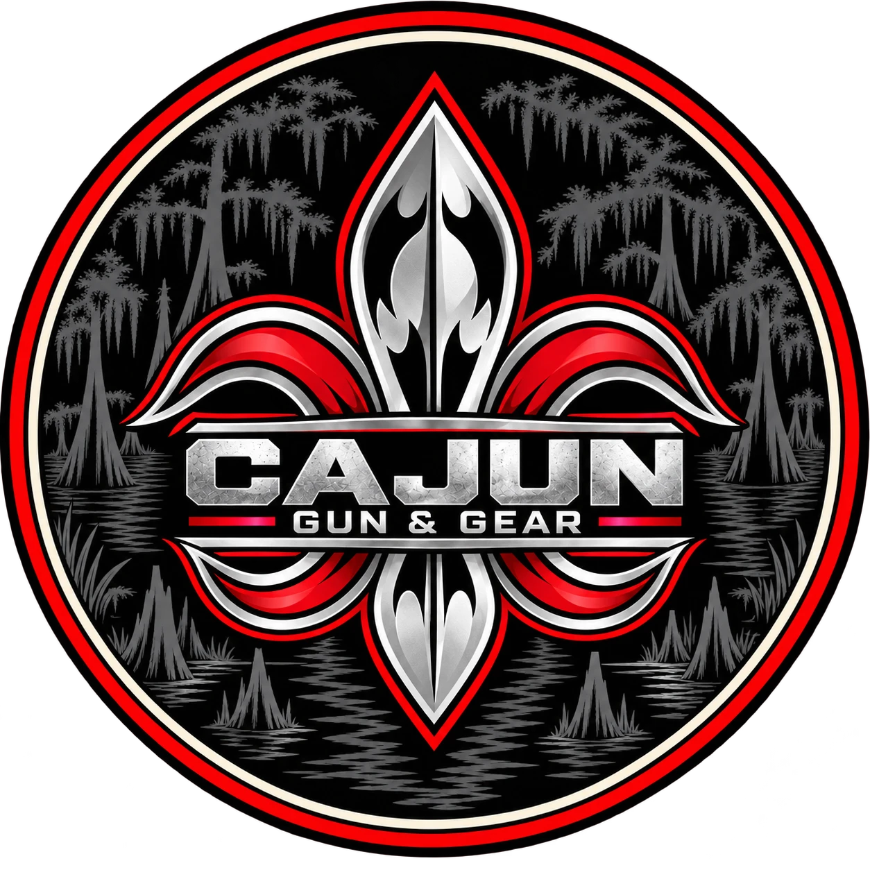 a logo image for the website cajun gun and gear