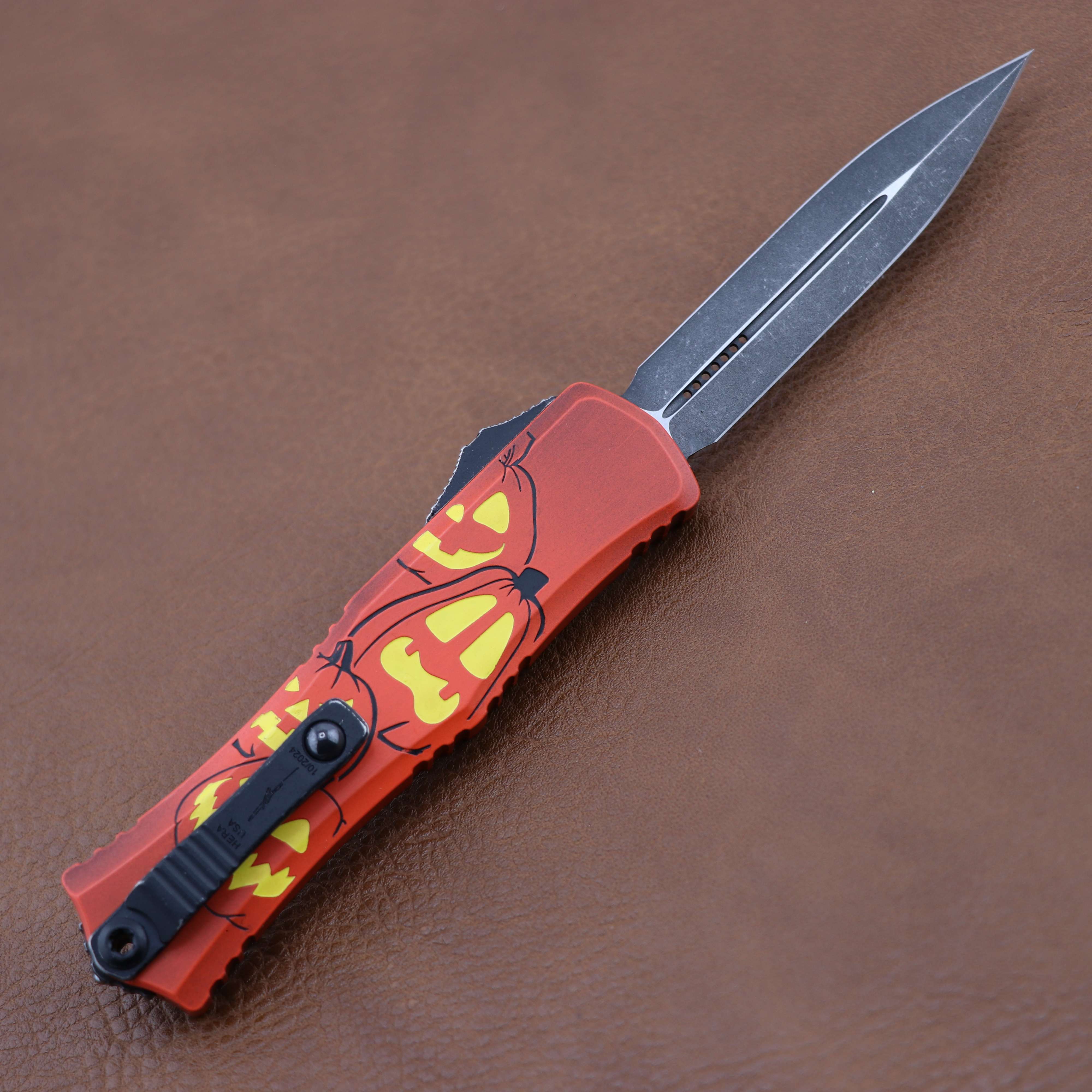 Microtech Hera II Mini Jack-O'-Lantern Knife | Double Edge