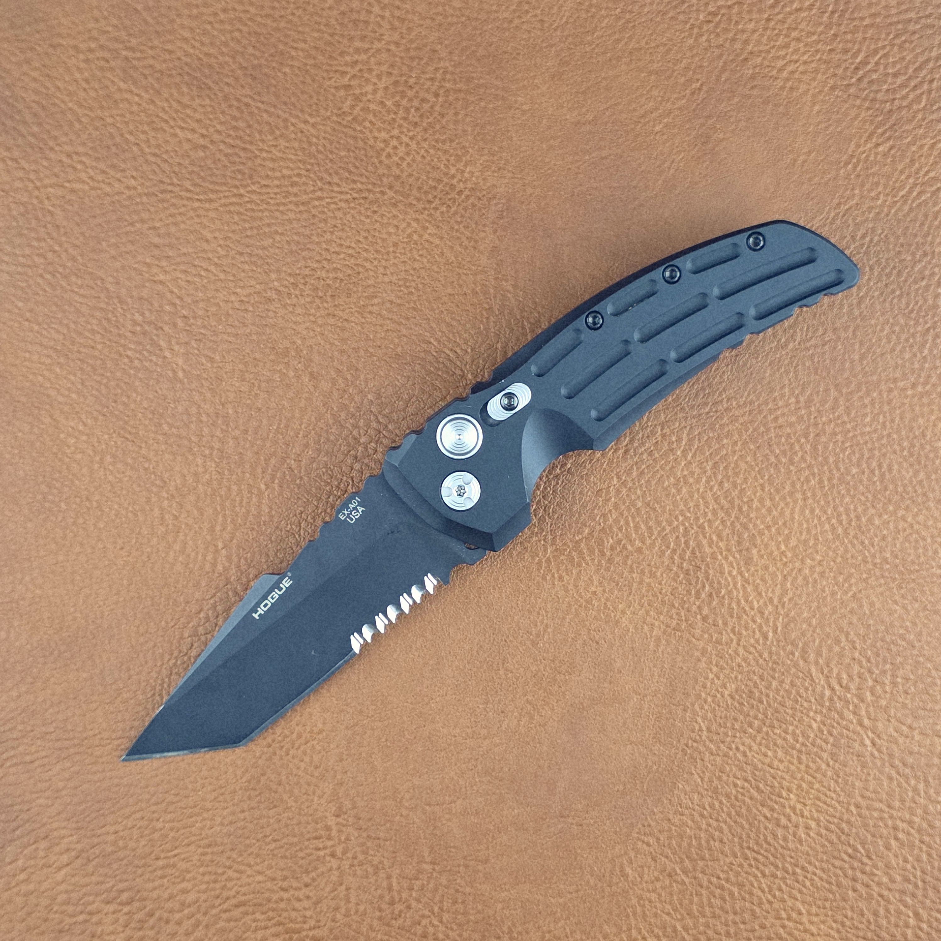 Hogue EX-A01 Tanto Partial Serrated | Cajun Knife And Gear