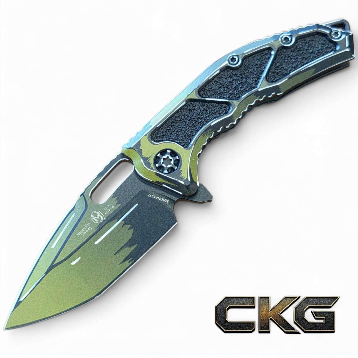 Heretic Knives Medusa Manual CEL Shade | OD Green Handle