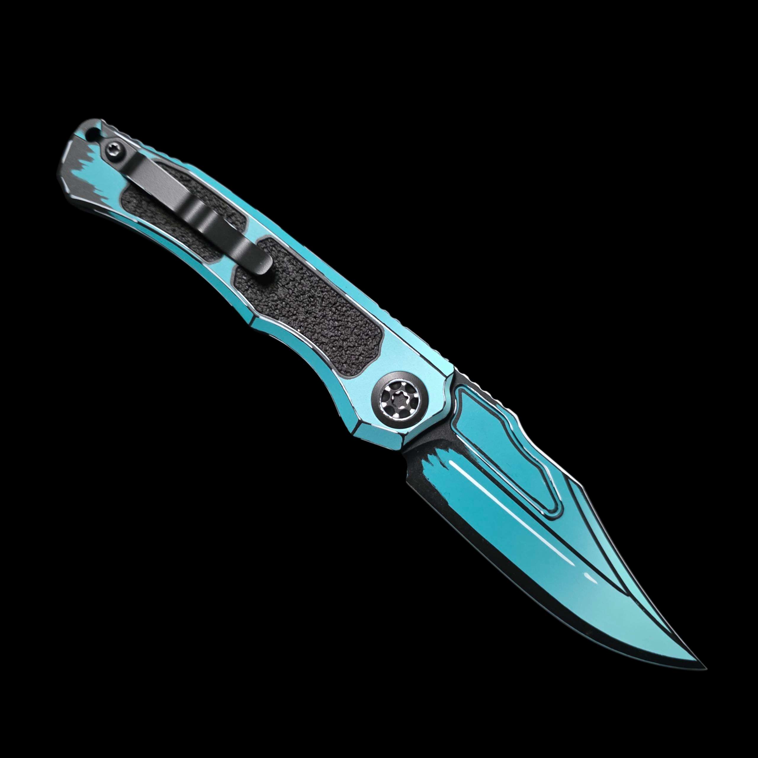 Heretic Knives Wraith Auto Cel Shade Turquoise