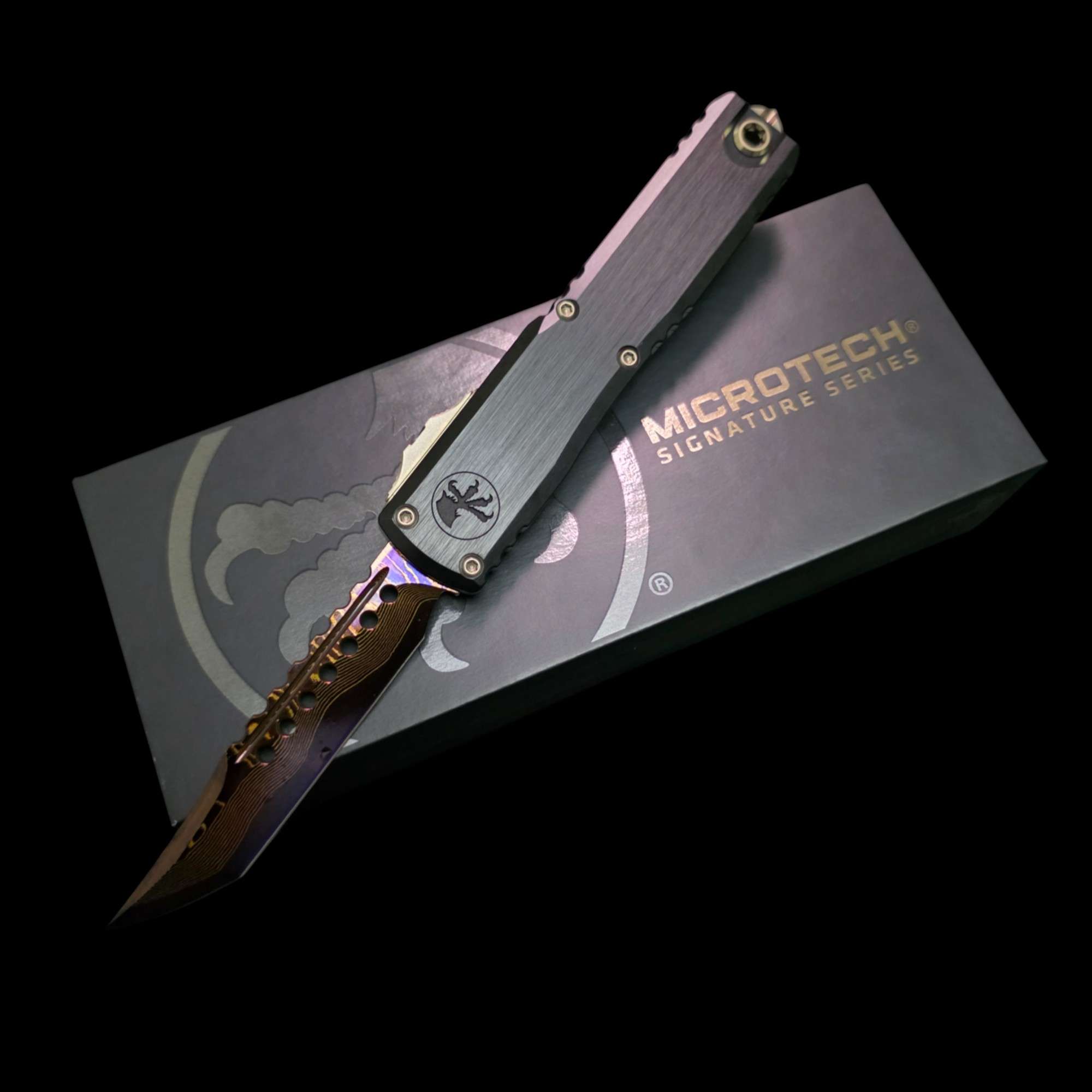 Microtech Ultratech Gen III Hellhound - Baker Forge Damascus