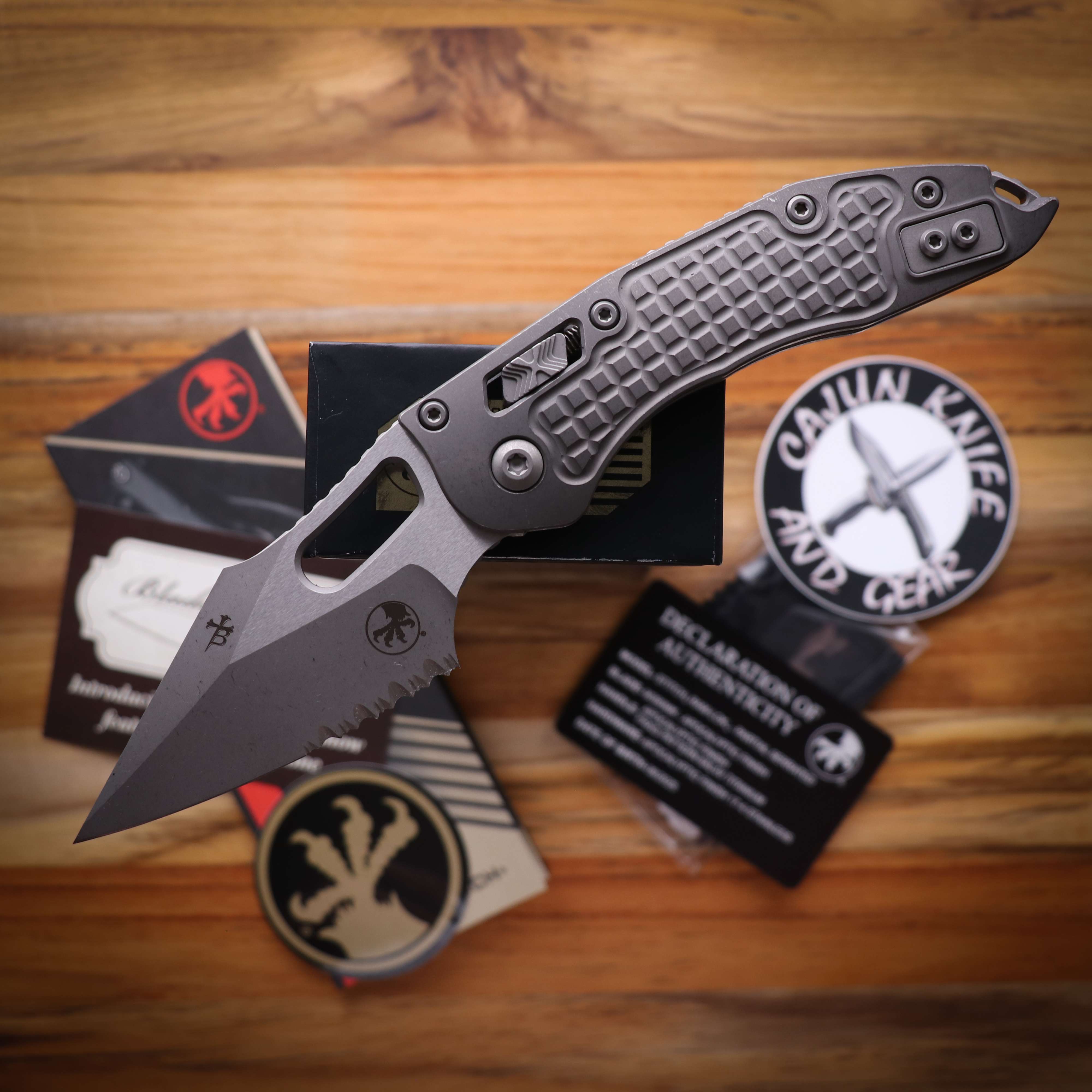 Microtech Stitch Titanium Frag: Partial Serrate Apocalyptic