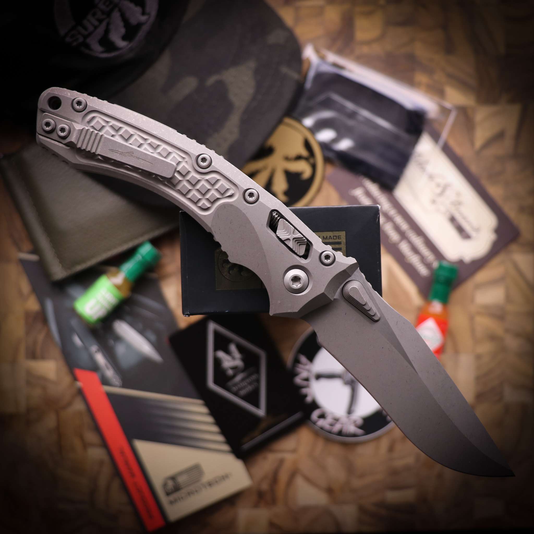 Microtech Knives Amphibian Marfione Select Frag Pattern Titanium 