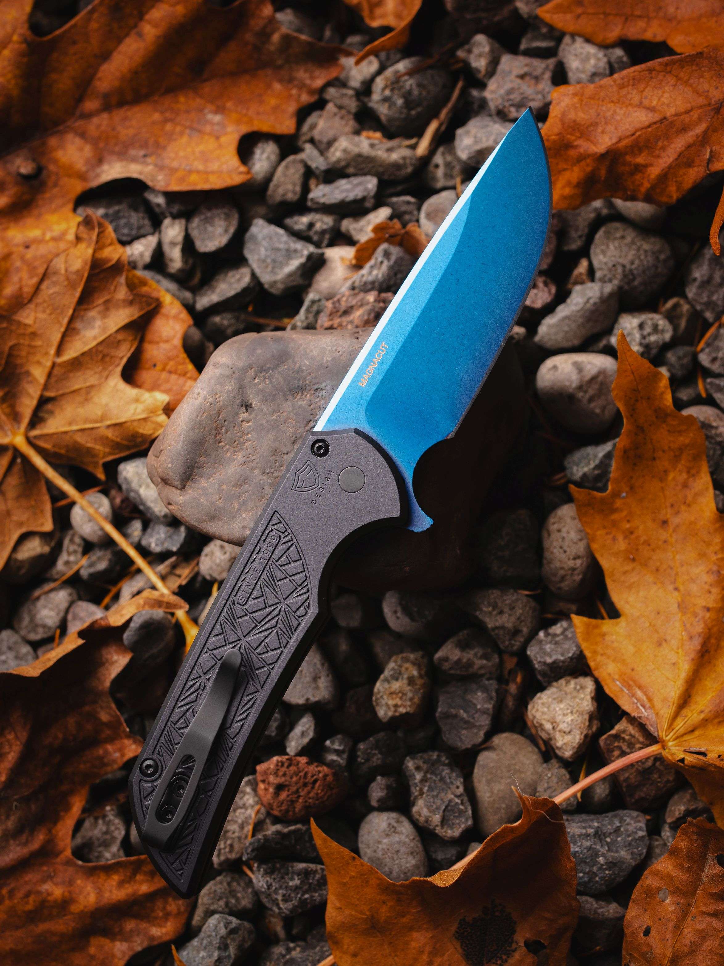 ProTech Mordax Knife: Sapphire Blue PVD Magnacut Blade & Textured