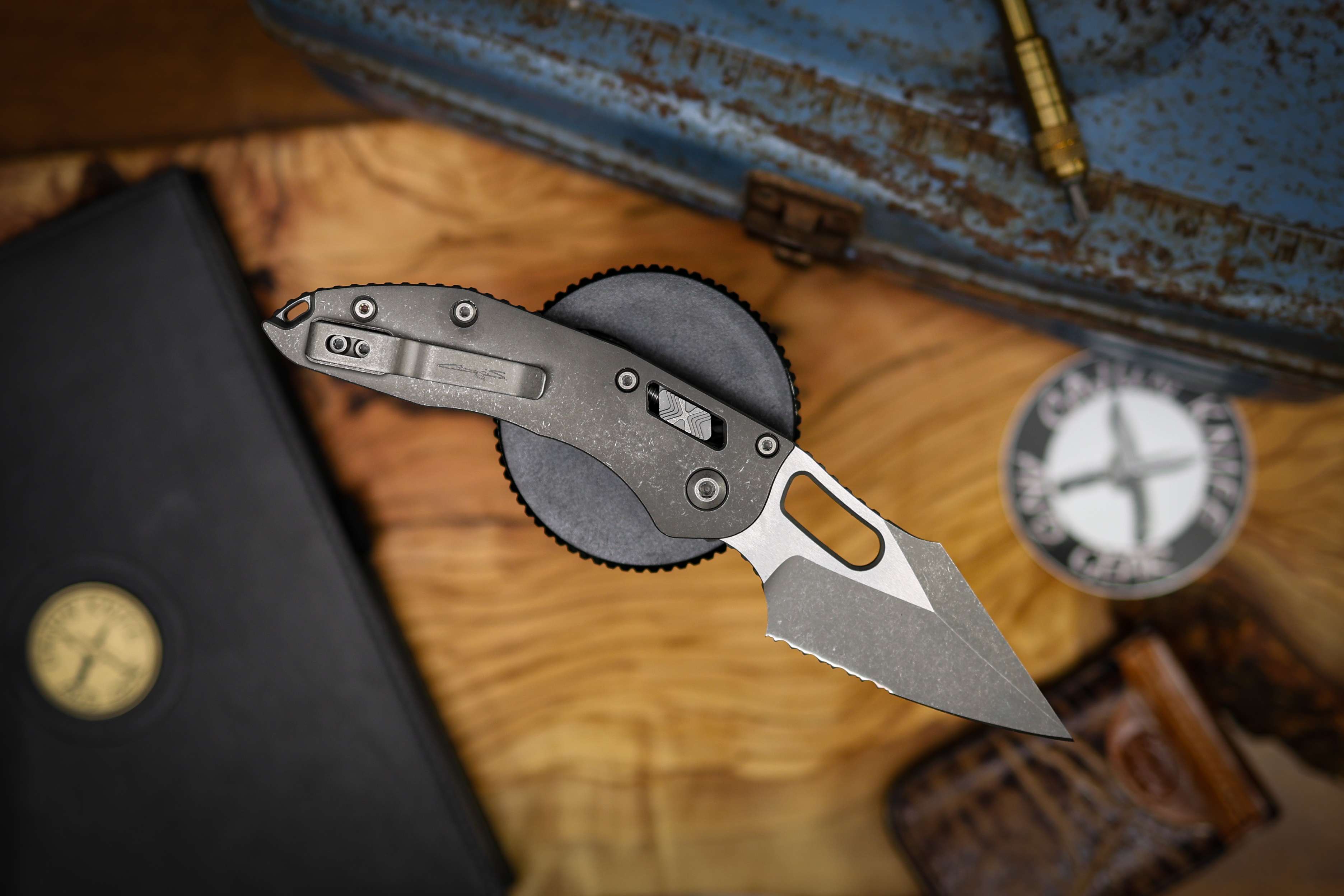 Microtech Stitch Ram Lock Apocalyptic Titanium Partial