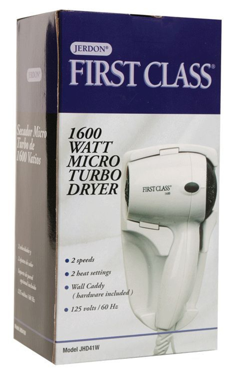 Jerdon 1600 watt wall Mounted Hair Dryer - White (X) - Fore Supply Company