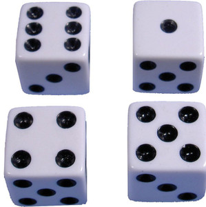 White Dice Rounded Corners 3/4" 12 per pack