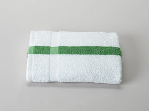 Terry Towel No Cam Hemmed 20X40 5 Lbs/Dz 10 Singles White / Green Center Stripe (25dz) Terry Towel No Cam Hemmed 20X40 5 Lbs/Dz 10 Singles White / Green Center Stripe (25dz)