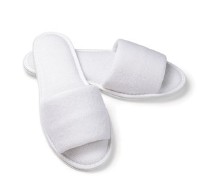 White OpenToe Terry Loop Slippers (Pair)