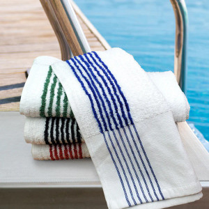 Oxford 22x44 Ribbed Gym Towel White w/Green Stripes 7lb (5dz) Oxford 22x44 Ribbed Gym Towel White w/Green Stripes 7lb (5dz)
