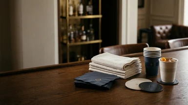 Custom Beverage Napkins, Coasters, Cups, and Guest Towels: The Branded Details Members Actually Touch