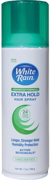 White Rain Hair Spray Max. Hold UNSCENTED 7oz (Aero)-GREEN