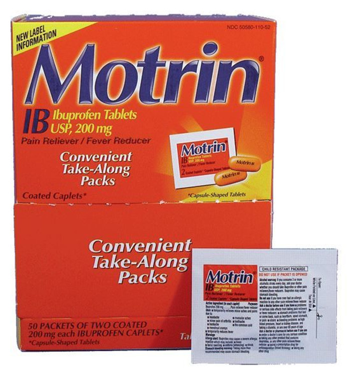 Motrin Caplets Ibuprofen 50/2s per unit
